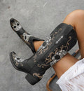 Women's Skull Embroidered Cowgirl Boots