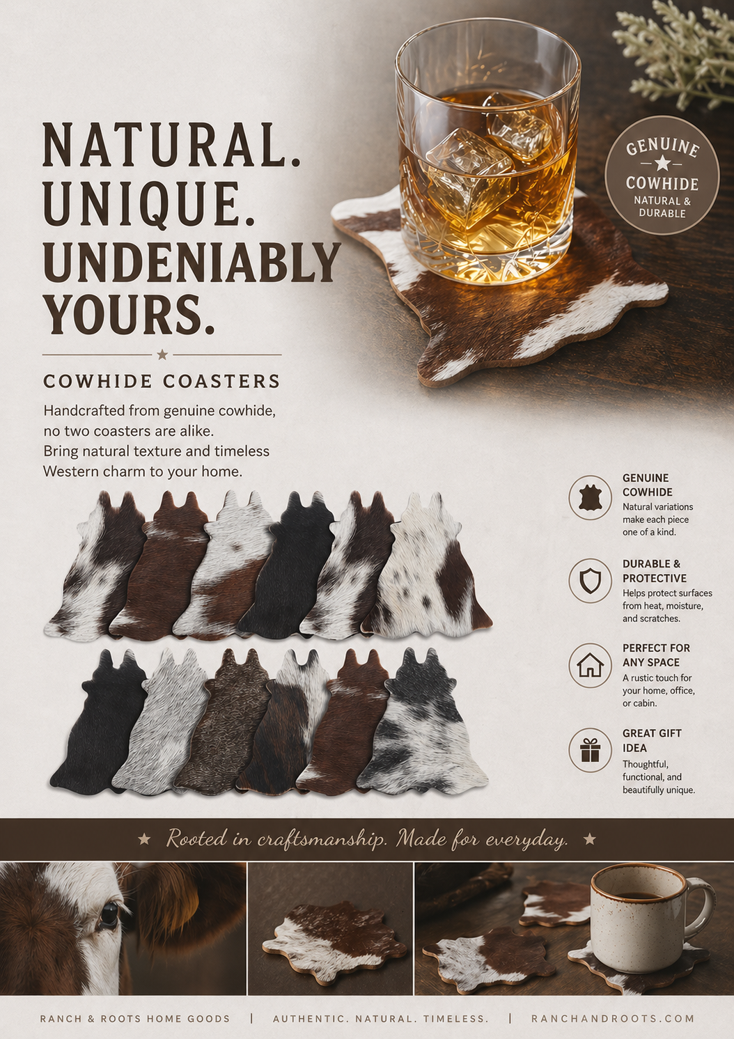 Cow Hide Coasters