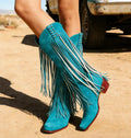 Women's Blue Fringe Cowgirl Boots