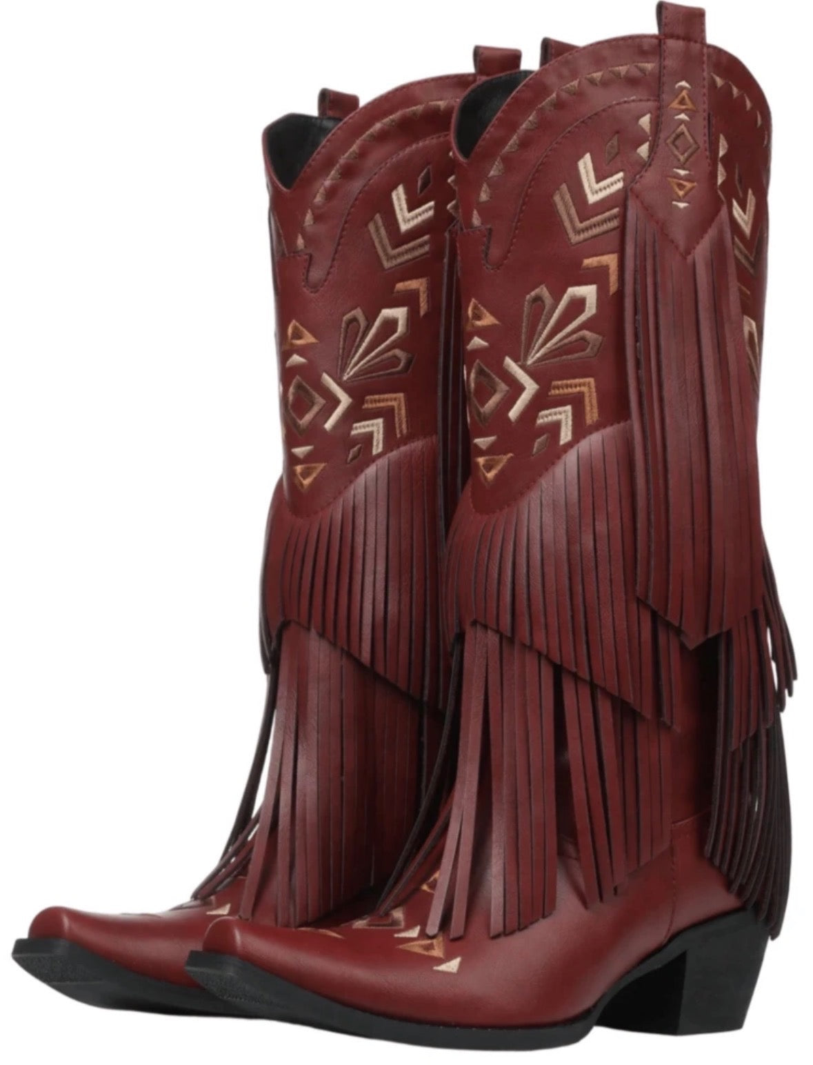 Burgundy Tassel Boots