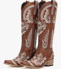 Brown Embroidered Boots w/ Gems