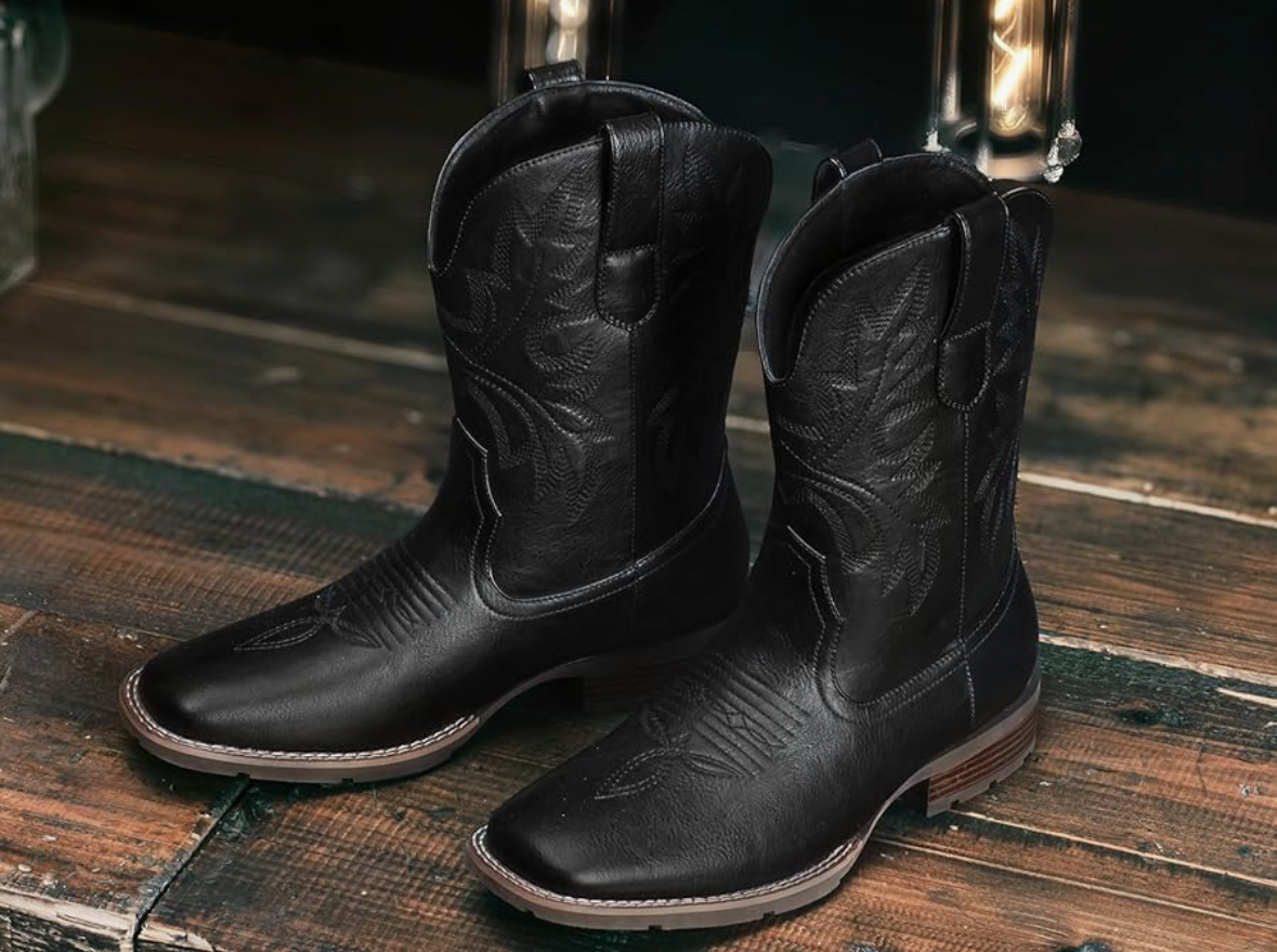 Men's Black Stitched Boots