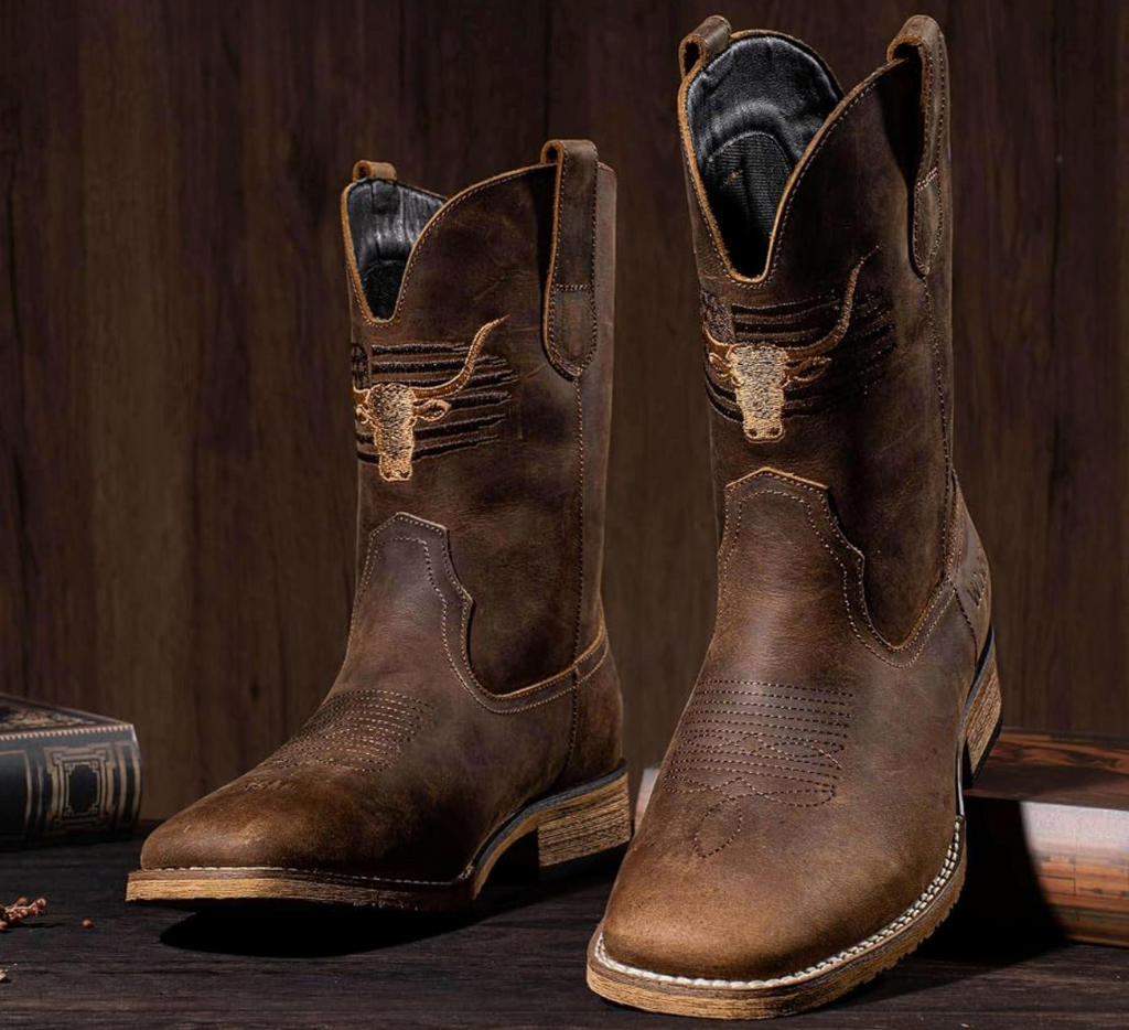 Men's Stitched Longhorn Skull Boots